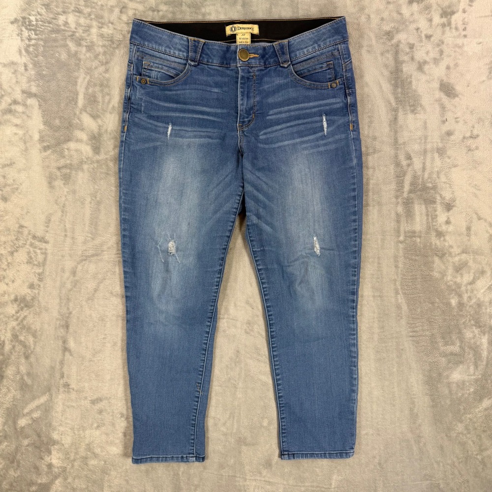 Democracy AB Solution Ankle Jeans Women's Size 12 Blue Distressed Denim